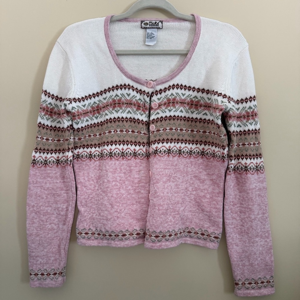 Vintage - Tiara International Women's Fair Isle Knit Cardigan